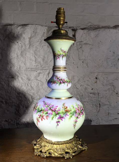 Large Victorian Porcelain Vase With Early Light Conversion C1885