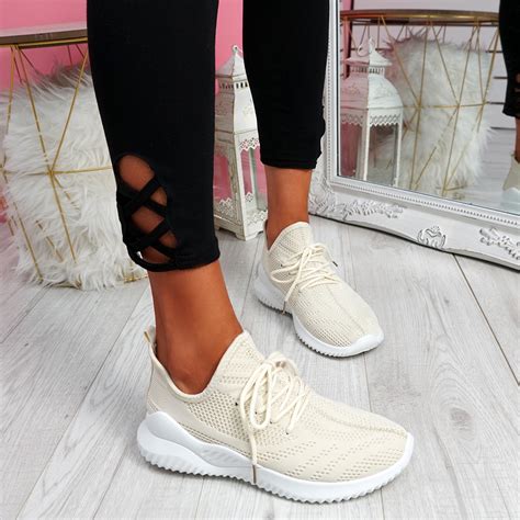Womens Ladies Lace Up Mesh Sport Trainers Party Running Sneakers Women