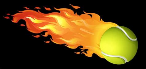 Premium Vector Flaming Tennis Ball On Black