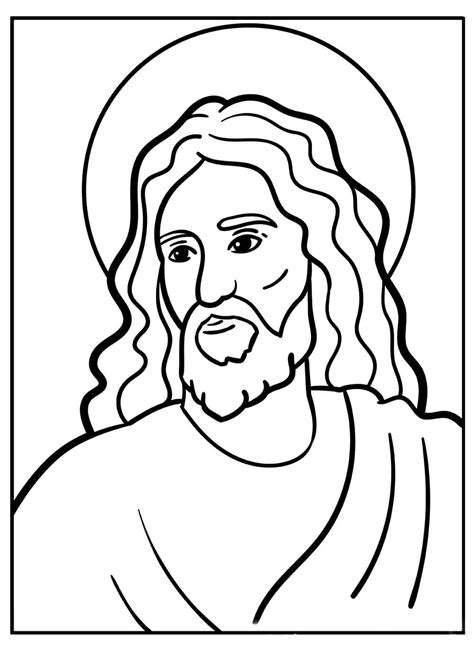 retrato de jesús para colorear imprimir e dibujar coloringonly