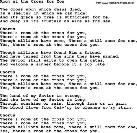 Baptist Hymnal Christian Song Room At The Cross For You Lyrics With