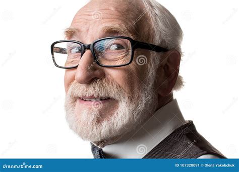 Pleased Old Man Wearing Eyeglasses Stock Image Image Of Businessman Chic 107328091