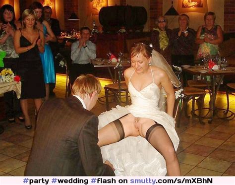 Party Wedding Flash Flashing Redhead Wife Stockings Smutty