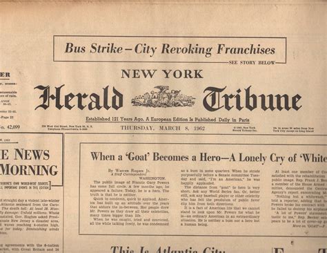 New York Herald Tribune Newspaper Thursday March 8 1962 1940 69