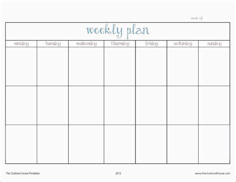 Monday To Sunday Schedule Free Calendar Template Blank Calendar