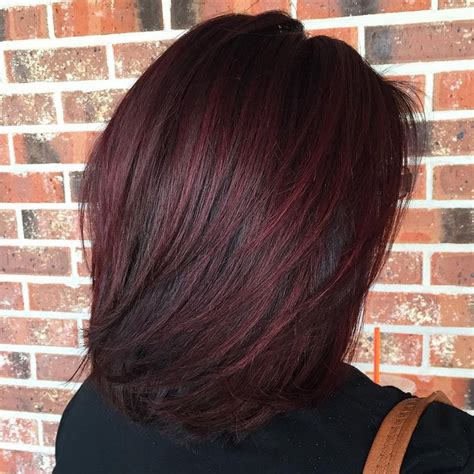 This season, your hair can be a source of joy rather than frustration. Layered Lob for Black Hair with Burgundy Balayage | Medium ...