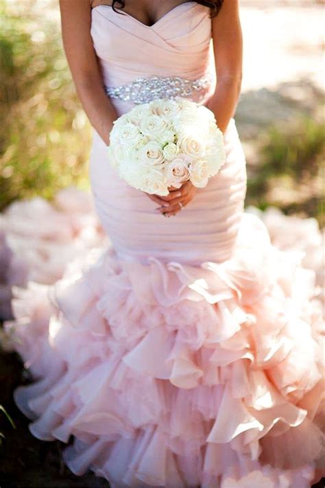Pink Blush Mermaid Wedding Dresses With Bling Dresses Images 2022