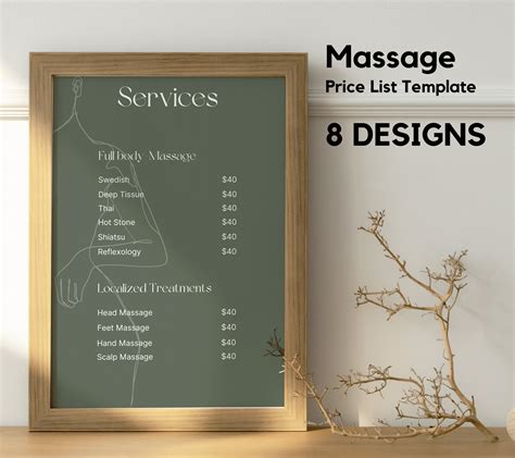 Massage Price List Templates Printable Pricing Guide Etsy Uk