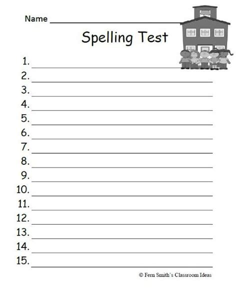 Fern Smiths Free 10 And 15 Lined Blank Year Round Spelling Test