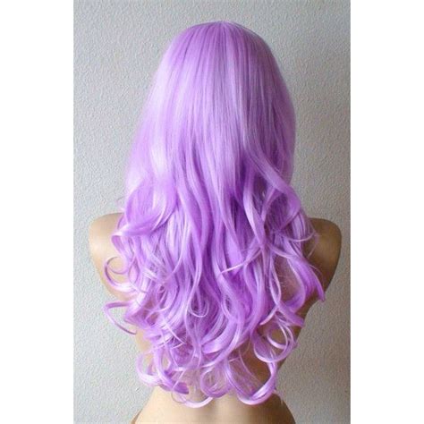 Lavender Wig Light Purple Medium Length Curly Hair Long Bangs Wig