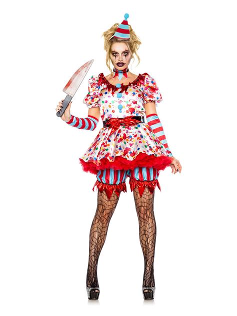 Creepy Clown Womens Halloween Fancy Dress Costume