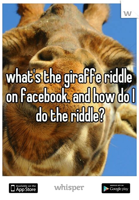 Whats The Giraffe Riddle On Facebook And How Do I Do The Riddle