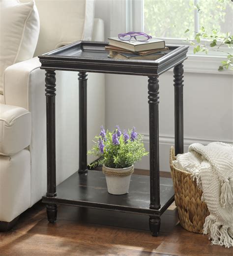 Distressed Black Wooden Accent Table Home Decor Furniture Wooden