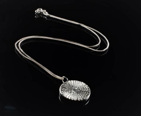 Round Textured Pendant Necklace 999 Pure Silver Jewelry On Etsy Uk