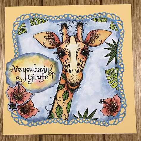 Pink Ink Design Giraffe Stamped Cards Animal Cards Ink Cards