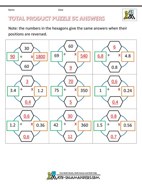 Printable Math Puzzles 5th Grade