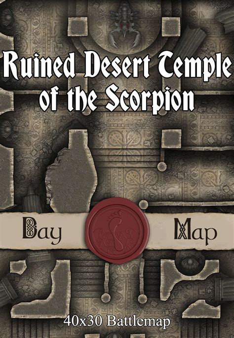 40x30 Battlemap Ruined Desert Temple Of The Scorpion Seafoot Games