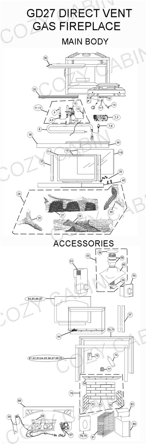 direct vent gas fireplace parts