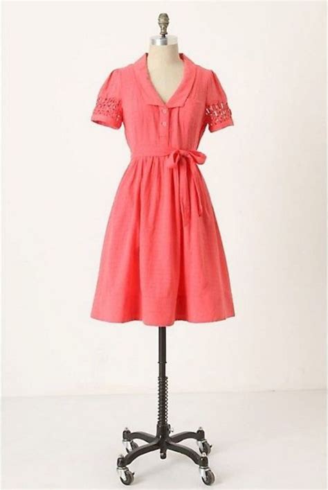 100 Cotton Anthropologie Maeve Pink Coral Shirt Dress Size 14 Maeve Shirtdress Casual