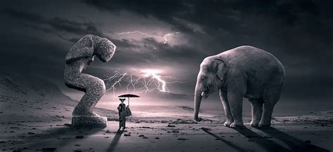 Hd Wallpaper Fantasy Surreal Scene Elephant Figure Dream