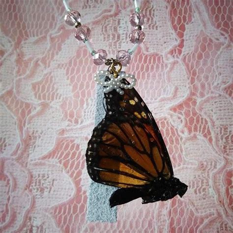 Resin Butterfly Necklace Naturally Sourced Depop