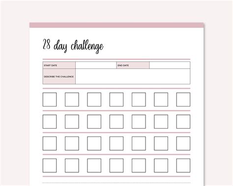 Printable 28 Day Challenge 4 Week Challenge Habit Tracker Etsy
