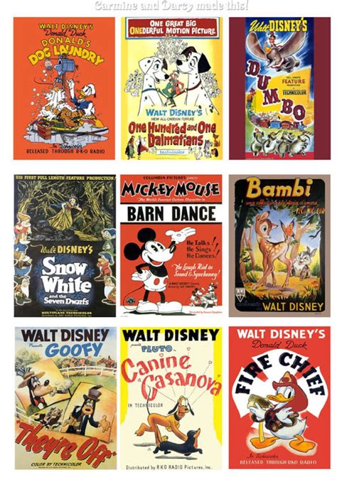 Disney Classic Vintage Movie Posters Digital Collage Mickey Etsy