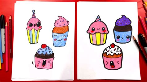 How To Draw Funny Cupcakes Art For Kids Hub