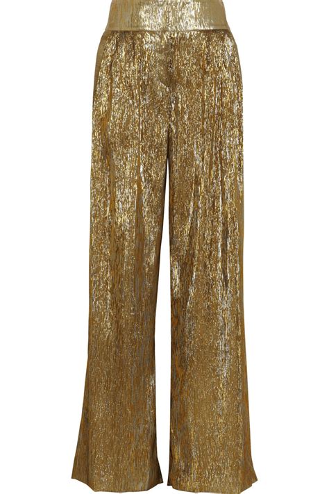 Maybe you would like to learn more about one of these? Lyst - Oscar De La Renta Silk-Blend Lamé Wide-Leg Pants in Metallic