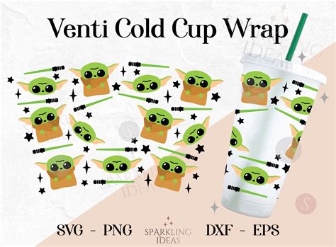 Baby Yoda Wrap For Cold Cups 24oz Svg Lightsaber Cold Cup Svg Jedi