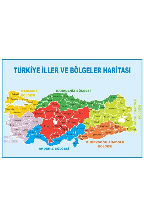 Hepenuygun Türkiye Iller Ve Bölgeler Haritası 50x70 Kendinden