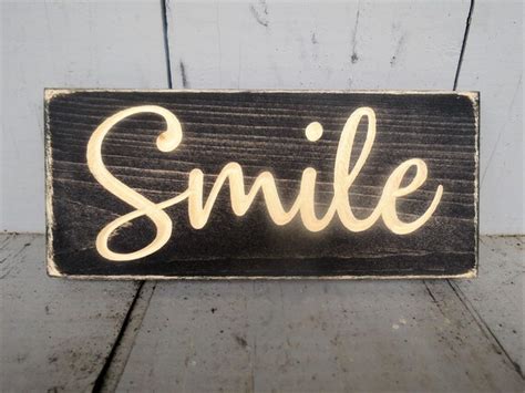 Smile Sign Wood Sign Inspirational Sign Rustic Wood Sign Etsy