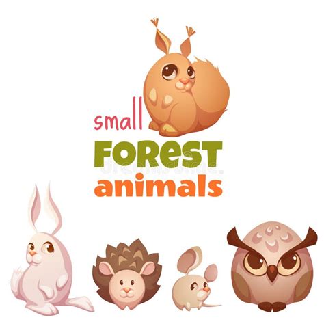 Vector Set Of Small Forest Cute Animals Stock Vector Illustration Of