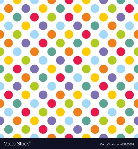 Seamless Pattern With Colorful Polka Dots On White