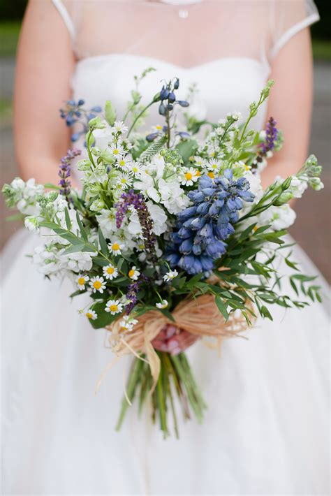22 Beautiful Bouquets That Can Double As Your Something Blue Blue Wedding Bouquet Wildflower