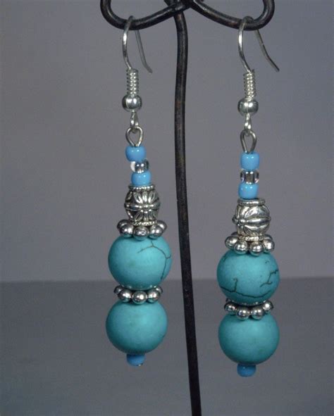 Long Turquoise Earrings Drop Earrings Handmade Dangle