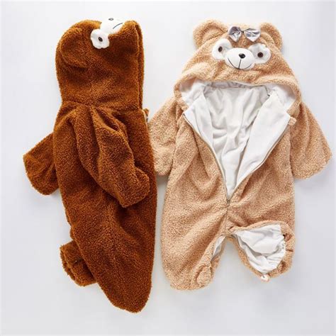 Discount Cute Baby Winter Duffy Bear Romper Fleece Kids Pajamas