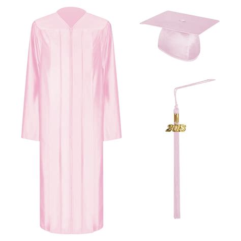Shiny Pink Graduation Cap Gown And Tassel Setcollege