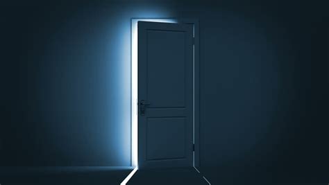 Door Opening And Illuminating A Dark Room And A Business Man Stock