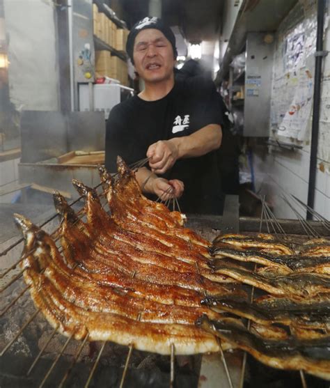 Japanese Treat Themselves To Grilled Eels On Annual Eel Eating Day