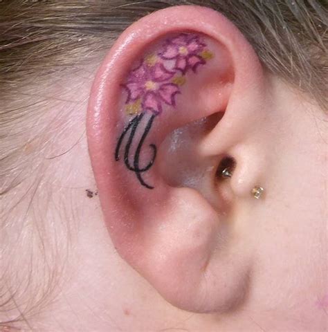 Floral Tattoo Inside Ear Best Tattoo Ideas Gallery