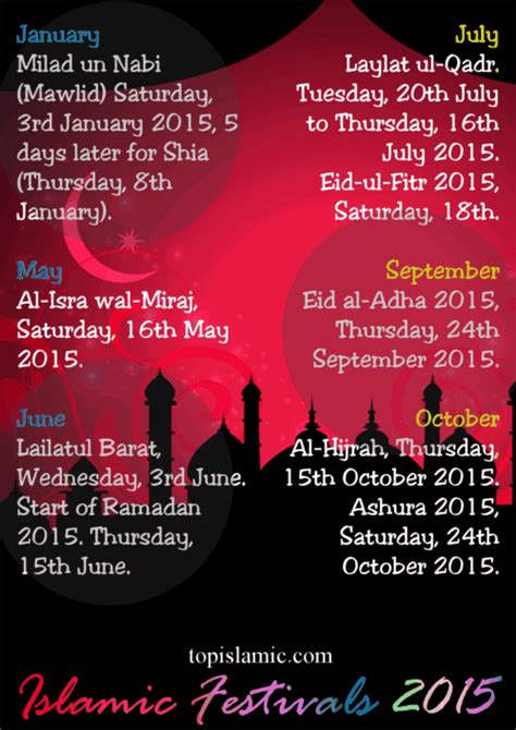 Islamic Festivals 2015 Ramadan Eid Dates 2015
