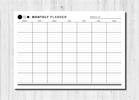 Printable Planner Blank Monthly Planner Monthly Template Etsy