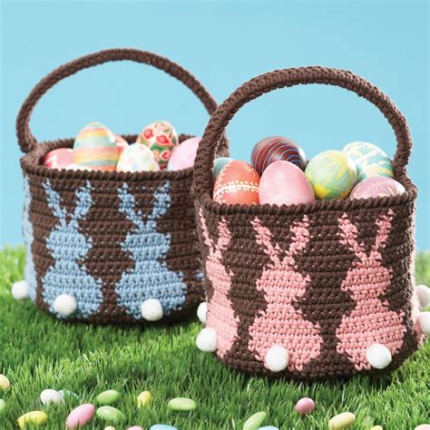 Lily Sugarn Cream Bunny Egg Basket Blue Crochet Easter Basket