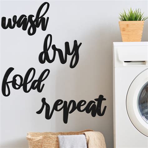 Buy Hotop 4 Pieces Laundry Sign Laundry Room Decor Metal Wash Dry Fold