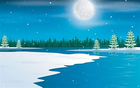 Winter Wonderland Background With Starry Night Sky 5891553 Vector Art