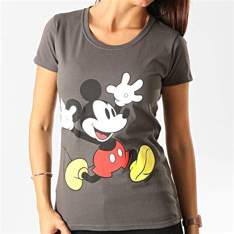 Mickey Mouse Tee Shirt Femme Exciting Face Gris