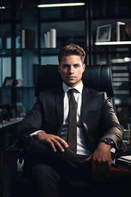 Premium Ai Image An Attractive Young Businessman In Suit Staring At