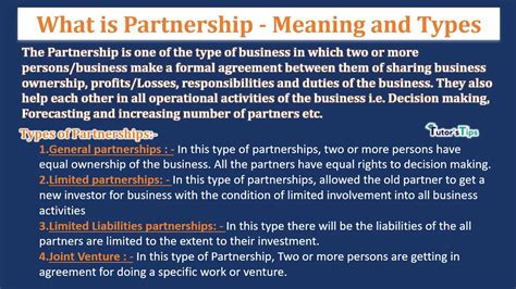 What Is Partnership Meaning And Its Types Tutors Tips
