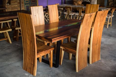 Balinese Furniture Suar River Table With Matching Suar Chairs